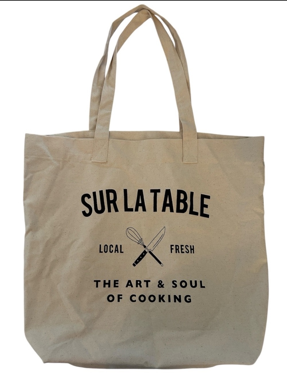 Sur La Table Natural Canvas Tote with Black Logo eco friendly